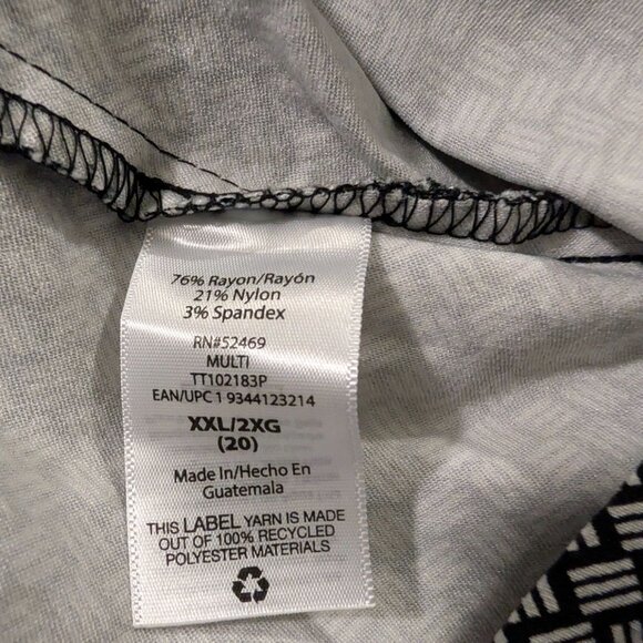 NWOT Time And Tru Womens XXL Black & White Pull-On Capris Cropped Pants STretch - Picture 5 of 9